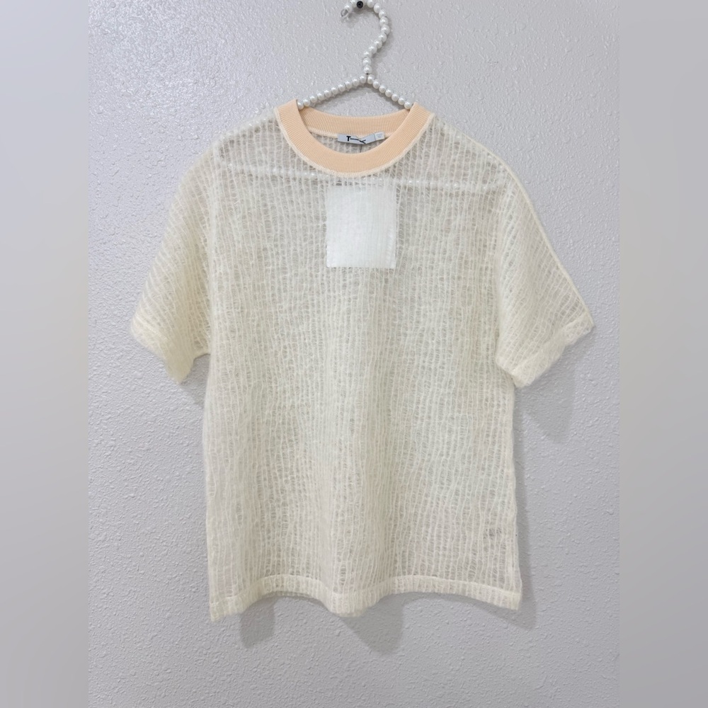 Alexander Wang Mesh Weave Short Sleeve  Wool Top Sweater Size S NWOT